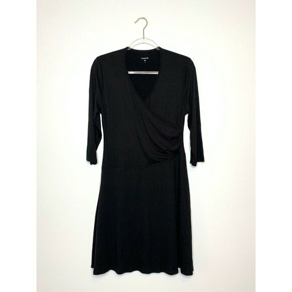 GARNET HILL Dress Women Medium Black Faux Wrap - Picture 2 of 6